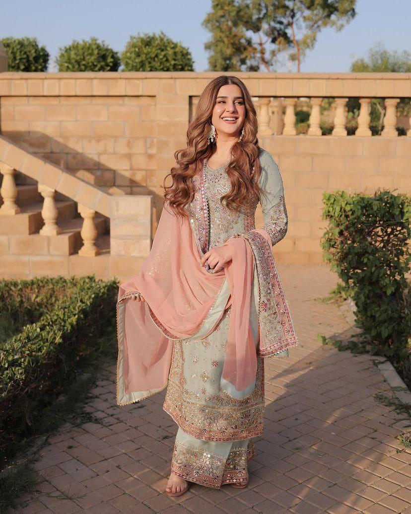 Festive Wear Georgette sharara salwar suit With Dupatta for women