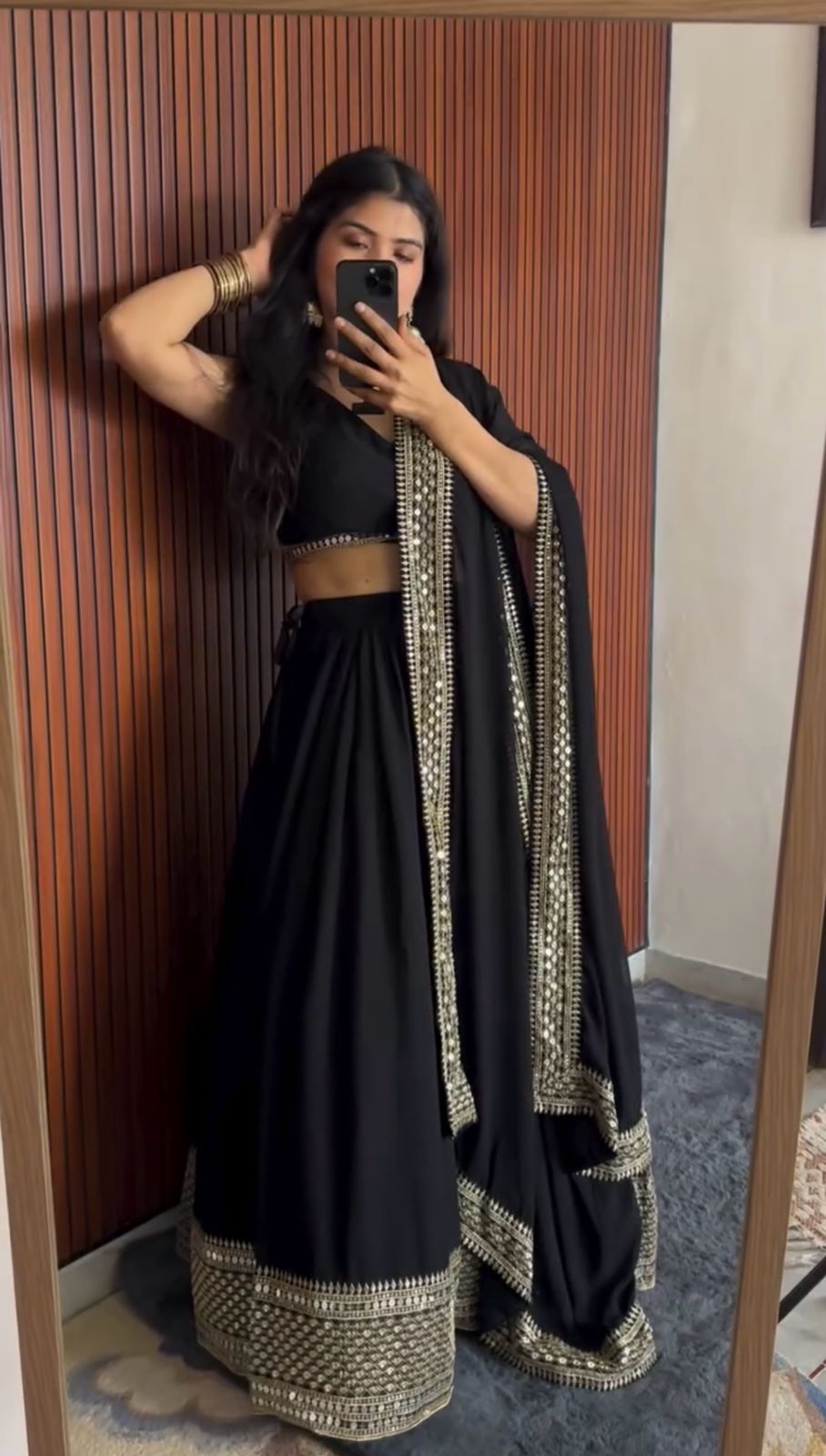 Black Georgette Sequin Work Lehenga Choli for Women – Festive & Wedding Wear