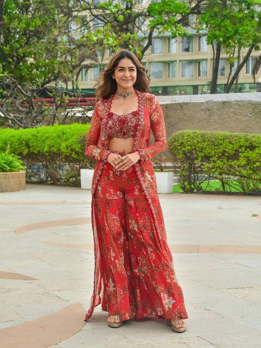 Party Wear Floral Indo-Western Koti Jacket Palazzo Set with Embroidered Blouse for Women