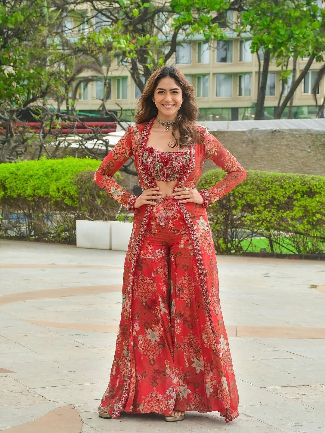 Party Wear Floral Indo-Western Koti Jacket Palazzo Set with Embroidered Blouse for Women