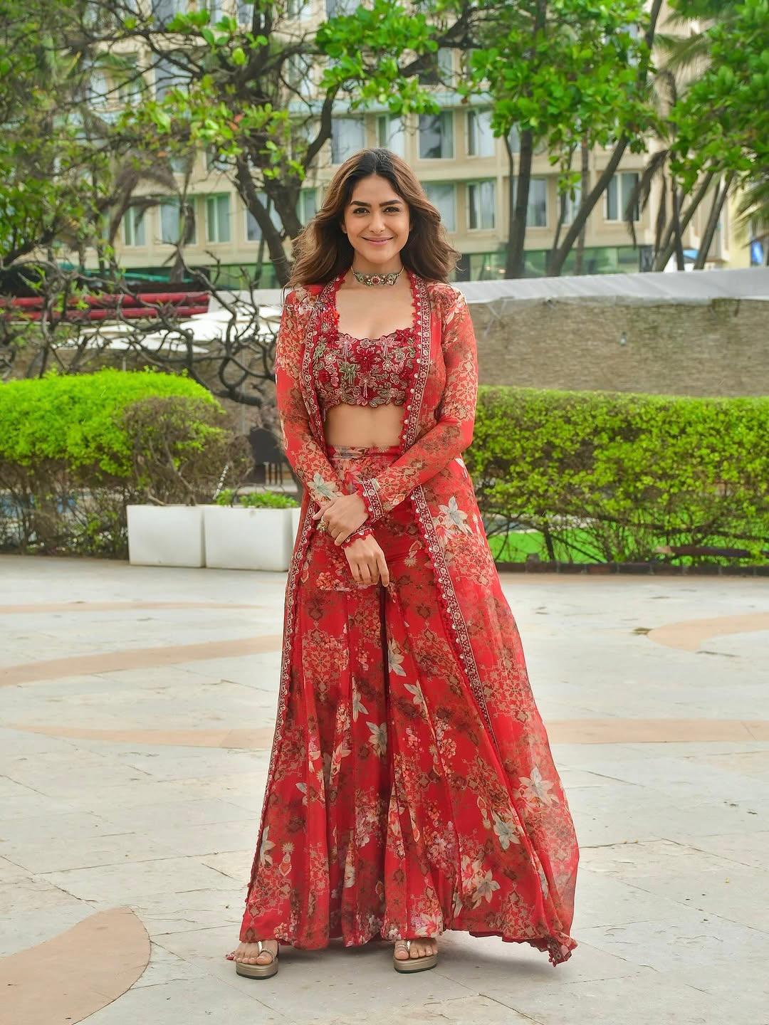 Party Wear Floral Indo-Western Koti Jacket Palazzo Set with Embroidered Blouse for Women