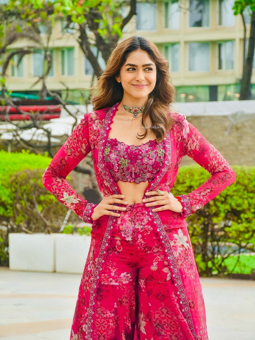 Party Wear Floral Indo-Western Koti Jacket Palazzo Set with Embroidered Blouse for Women