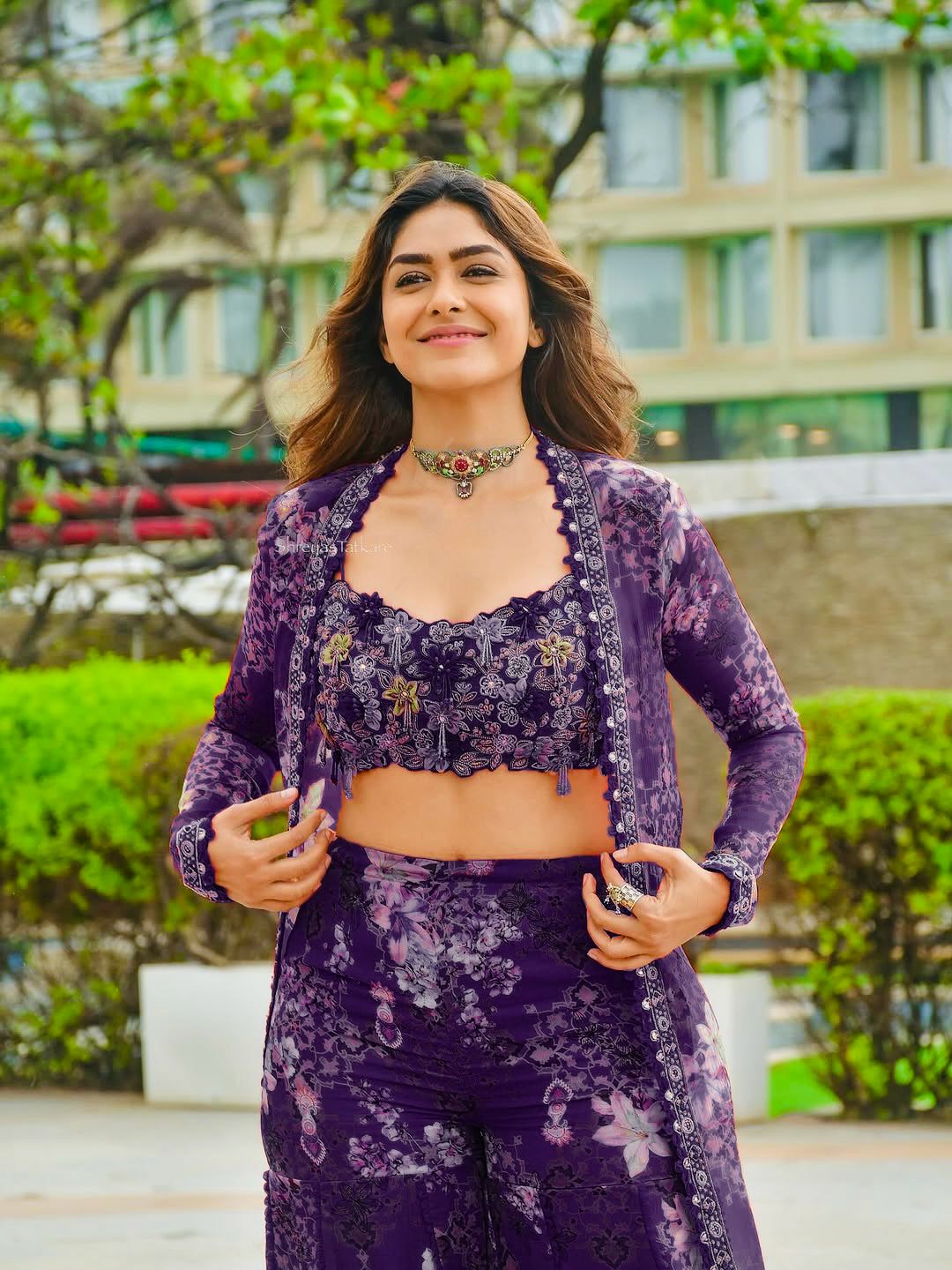 Party Wear Floral Indo-Western Koti Jacket Palazzo Set with Embroidered Blouse for Women