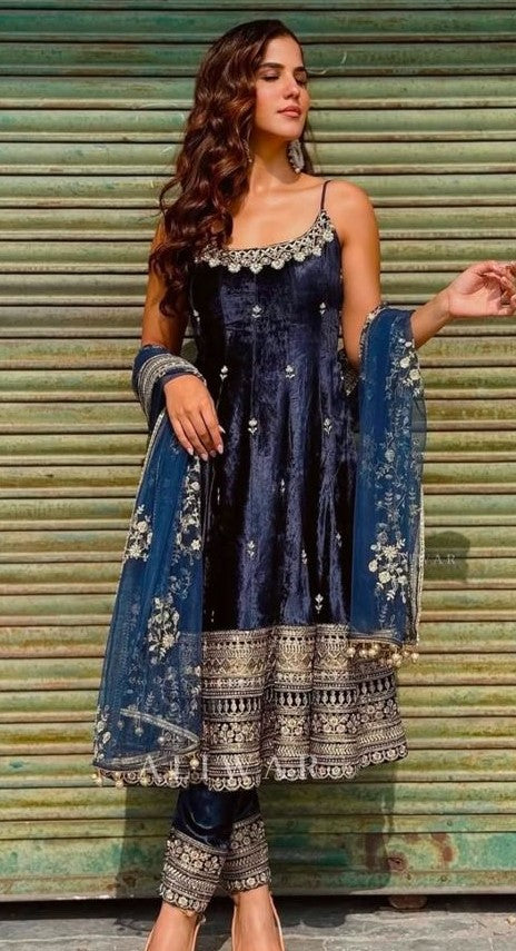 Wedding Wear Wine Color Anarkali Suit Set