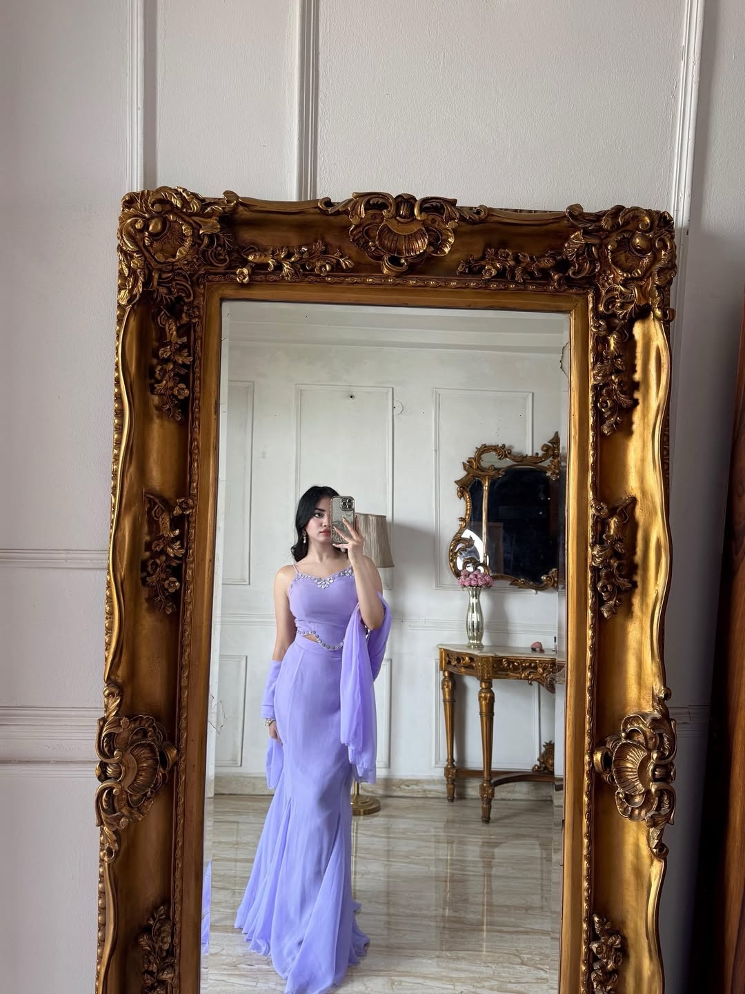 90's Style Lavender Fish Cut Lehenga Choli with Dupatta | Fish Cut Lehenga For Women