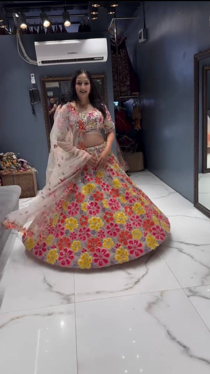 Multicolor Floral Embroidered Lehenga Choli Set