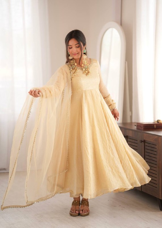 Festive Wear Mirror Work Anarkali Suit Set for Women | Wedding & Party Wear