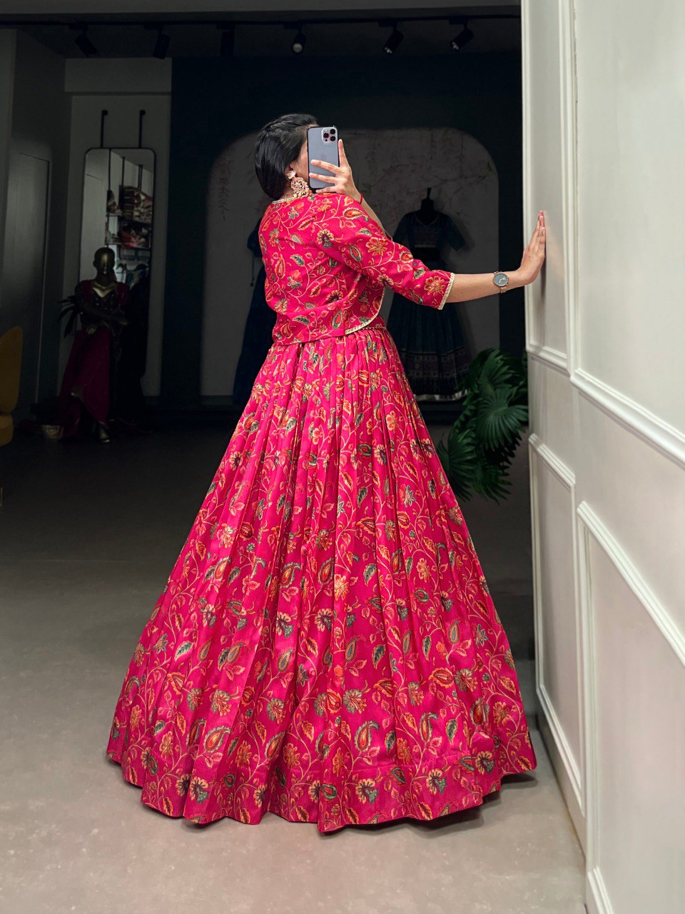 Tasar Silk Floral Gota Patti Lehenga Set for Festive & Wedding Wear