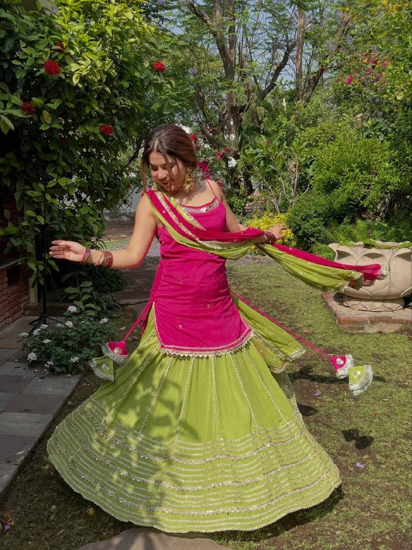 Festive Wear Mirror Work Kurta Lehenga Set for Women | Wedding, Mehndi & Festive Wear