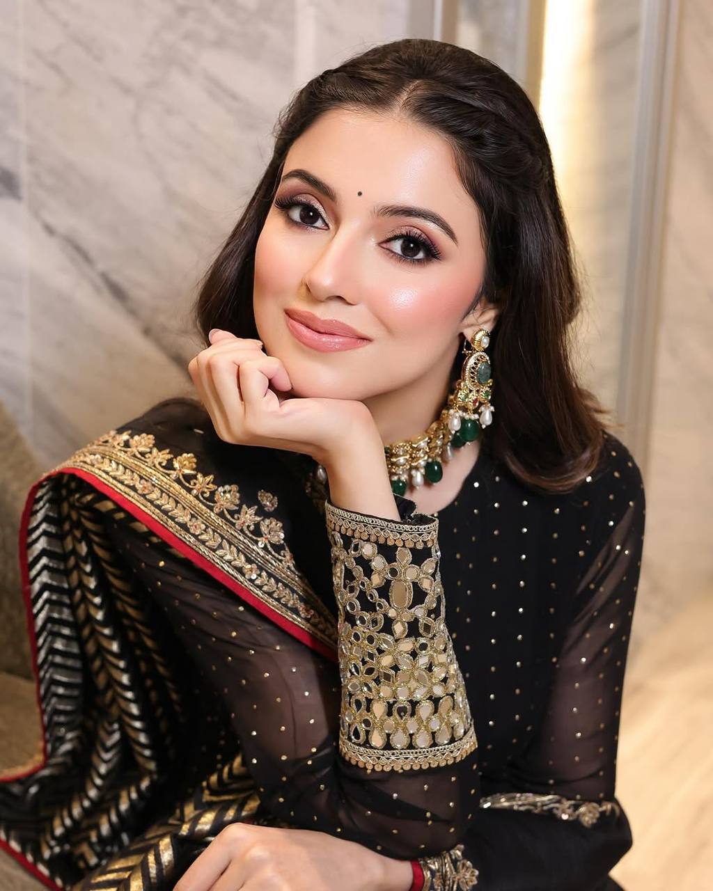 Noir Black Zari & Sequin Embroidered Anarkali Suit Set with Dupatta