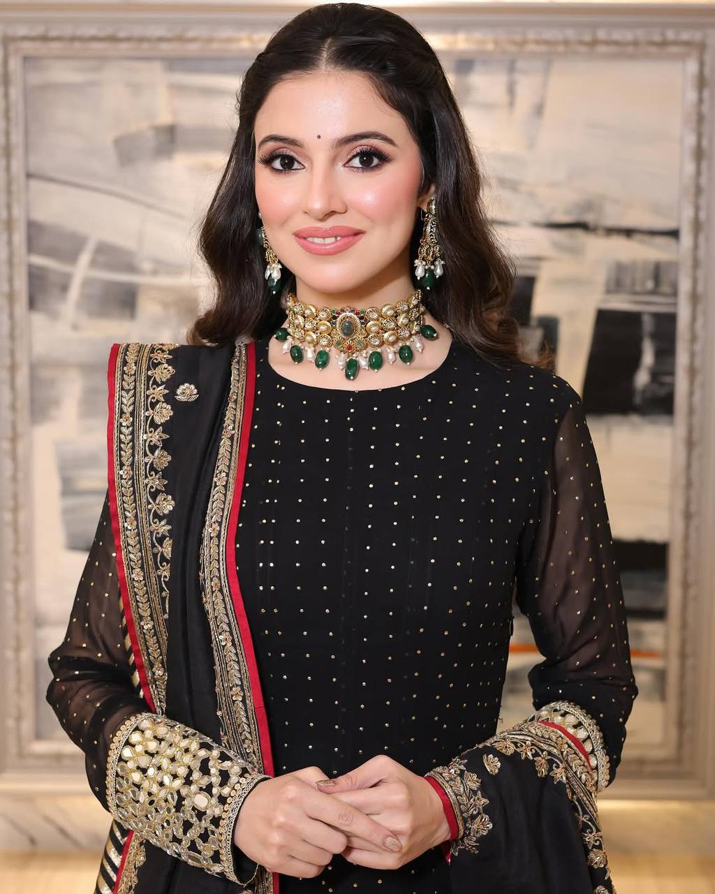 Noir Black Zari & Sequin Embroidered Anarkali Suit Set with Dupatta