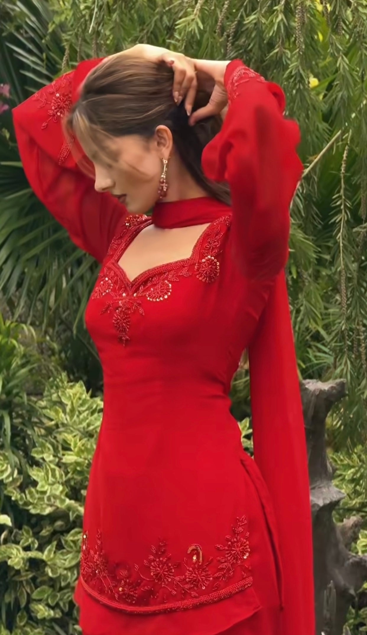 Festive Red Embroidered Kurta Sharara Set with Dupatta for Women | Designer Ethnic Wear for Women