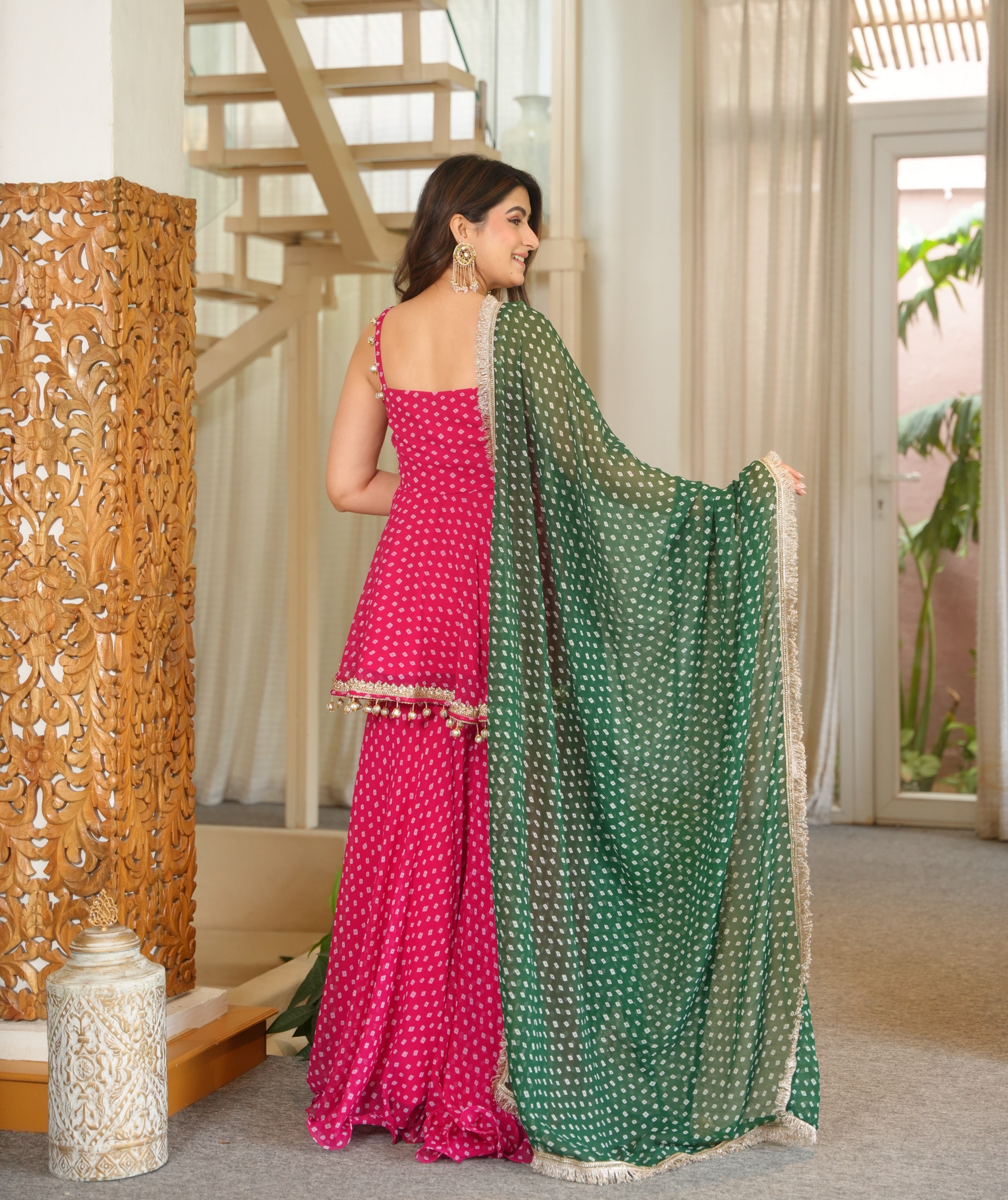 Festive Rani Pink Sharara Suit Set for Women