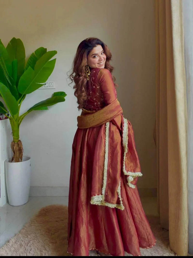 Wedding Wear Cosmos Silk Embroidered Anarkali Suit Set With Dupatta for Women | | Designer Party Wear Ethnic Outfit