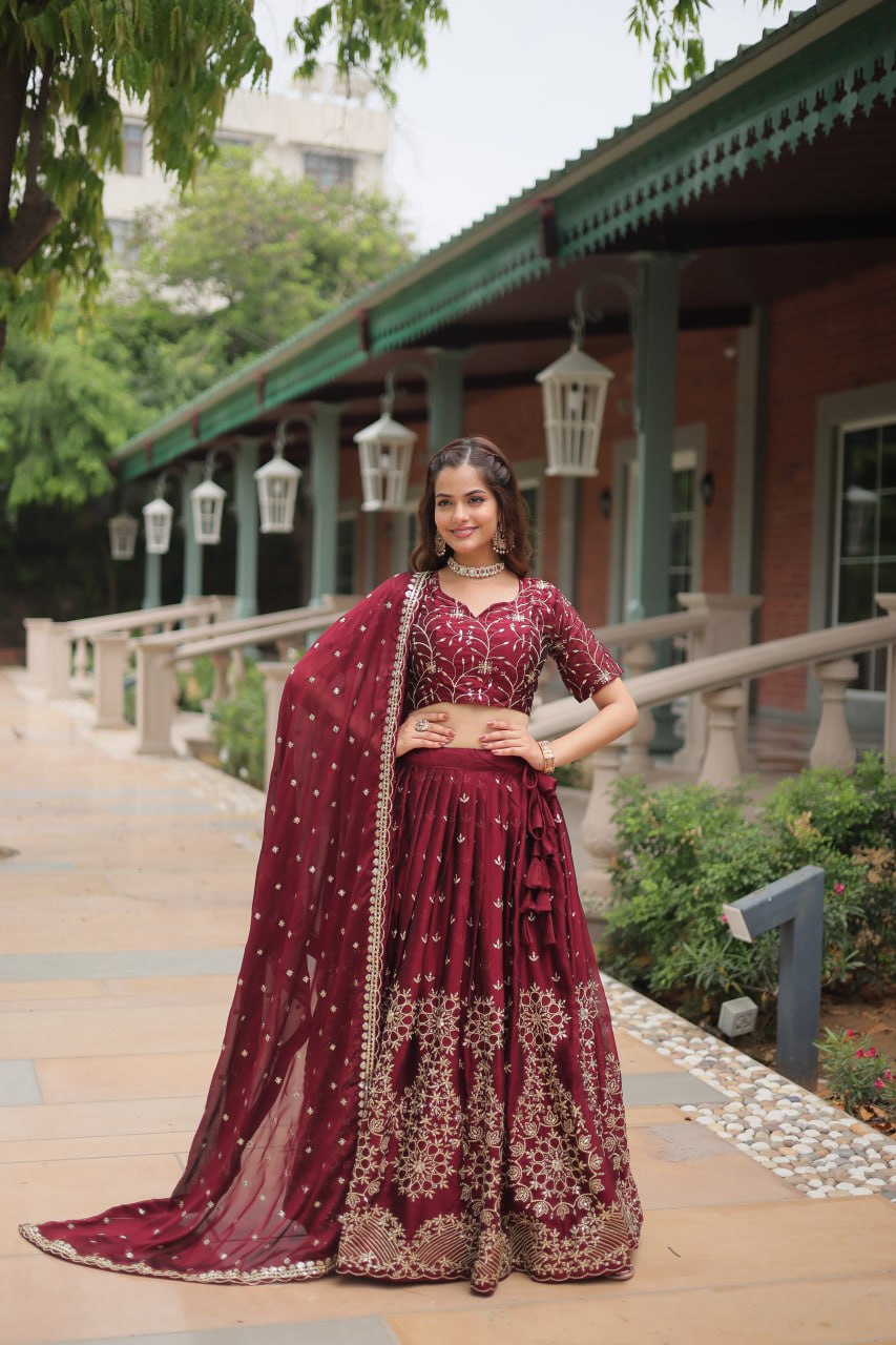 Alluring Rangoli Silk Heavy Sequins Embroidered Designer Lehenga Choli - Ethnicwish