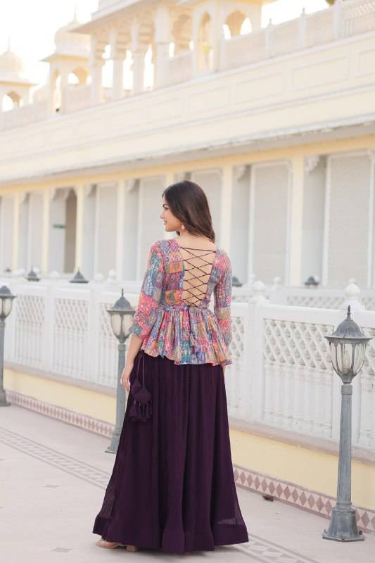 Hypnotic Faux Georgette Crush Pleating Lehenga Choli Set - Ethnicwish