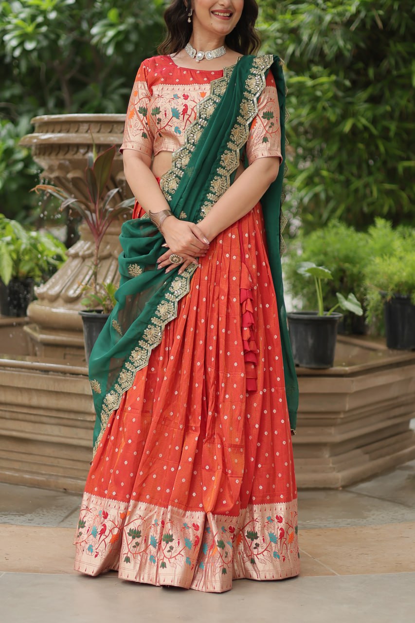 Exquisite Jacquard Meena Weaving Worked Lehenga Choli Set - Ethnicwish