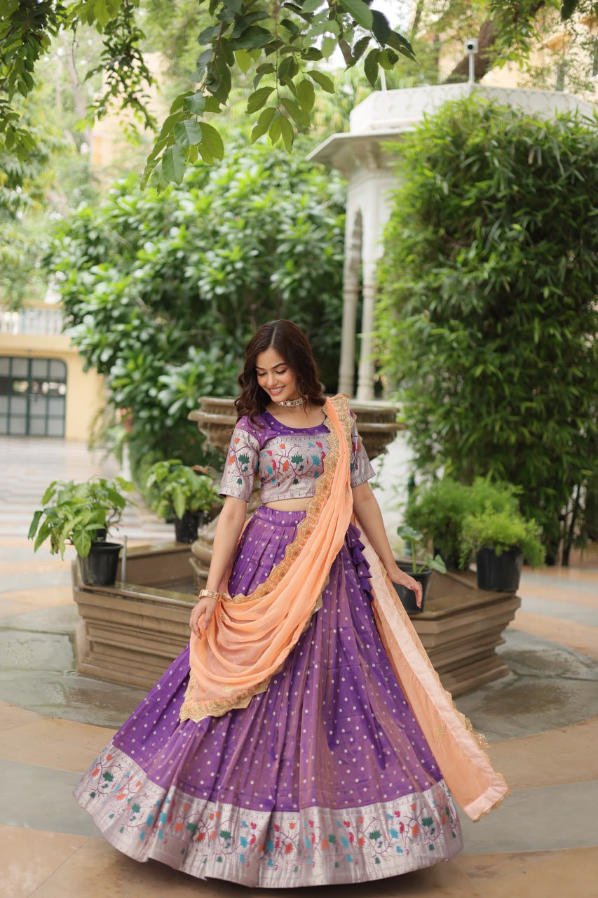 Exquisite Jacquard Meena Weaving Worked Lehenga Choli Set - Ethnicwish