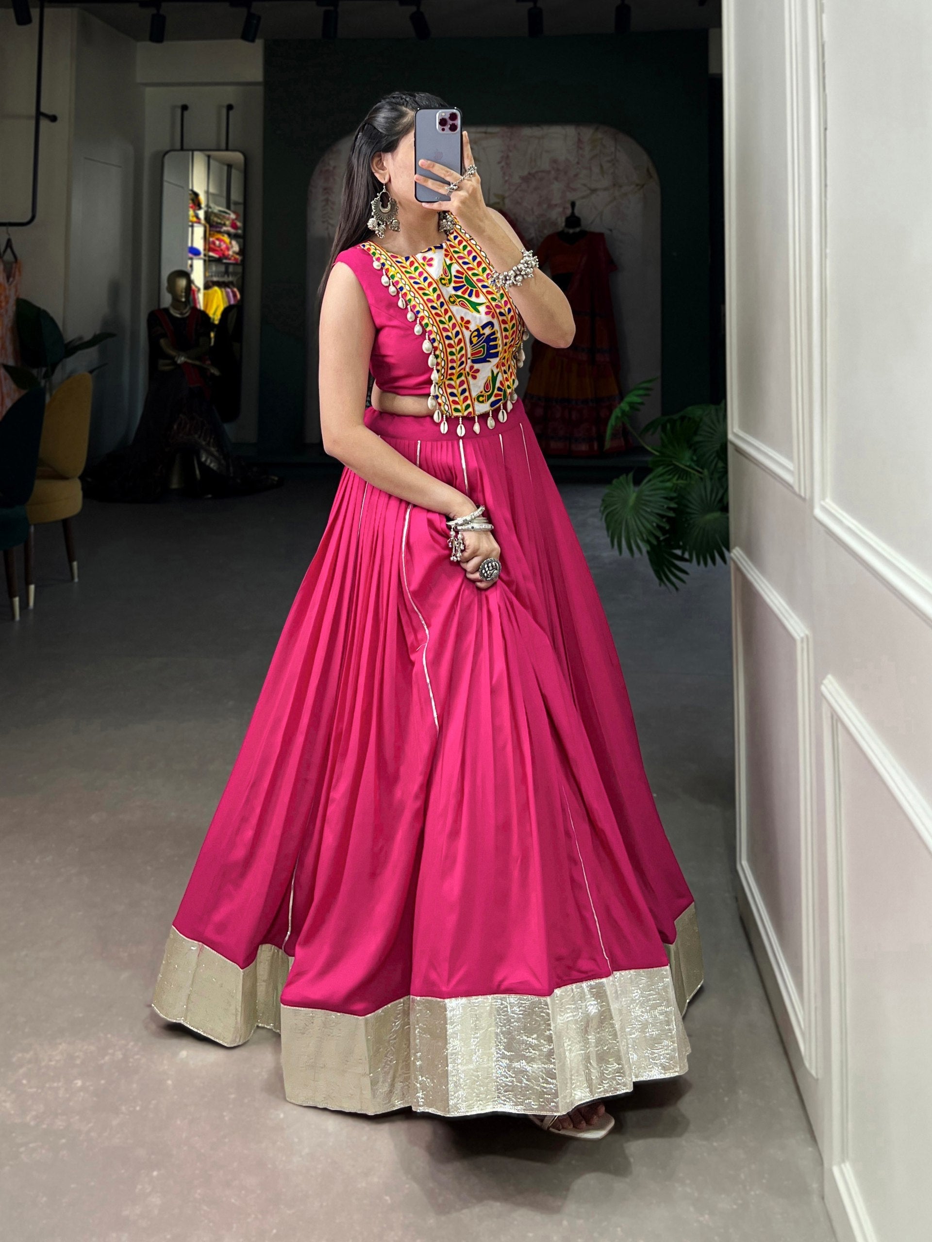 Mesmerizing Rayon Navratri Special Stitched Lehenga Choli Set - ETHNICDEAL