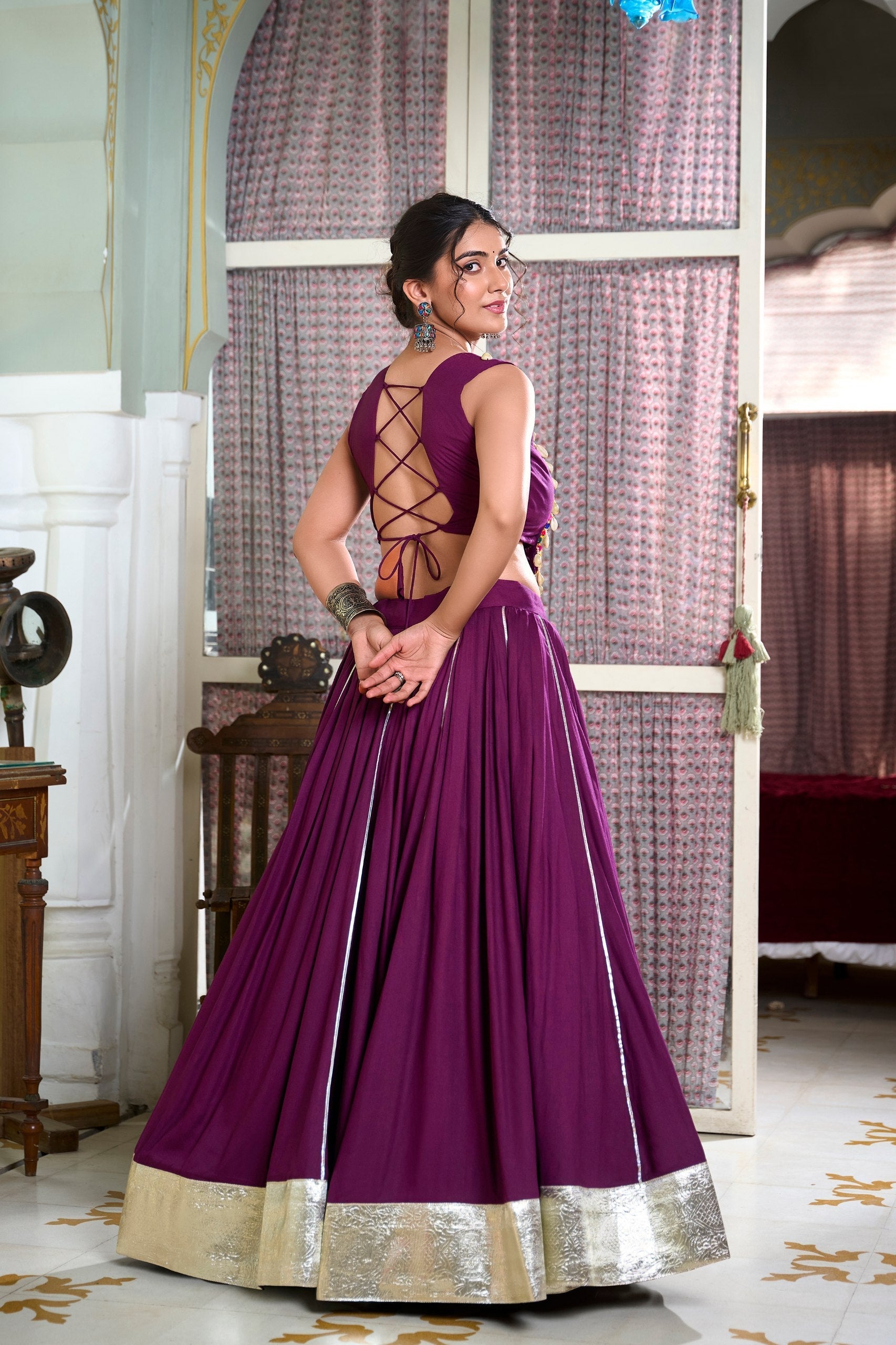 Mesmerizing Rayon Navratri Special Stitched Lehenga Choli Set - ETHNICDEAL