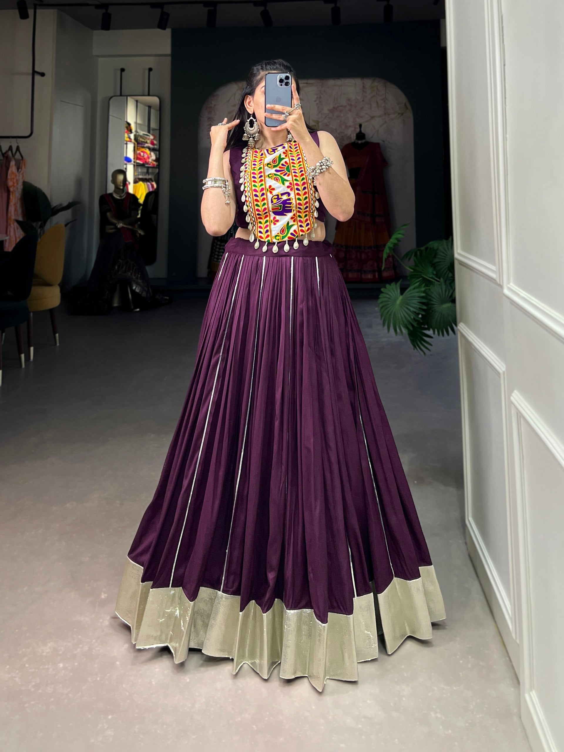 Mesmerizing Rayon Navratri Special Stitched Lehenga Choli Set - ETHNICDEAL