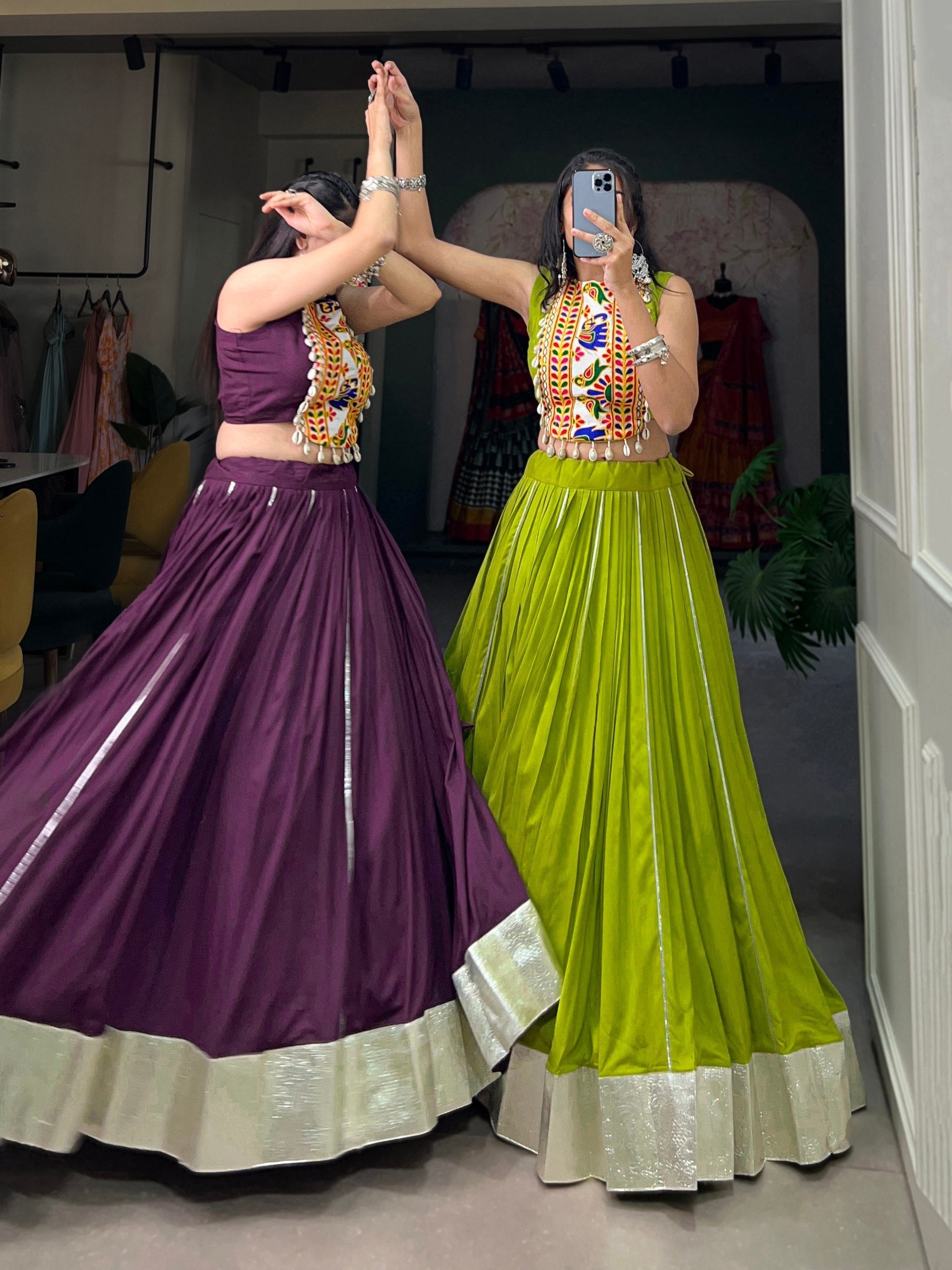 Mesmerizing Rayon Navratri Special Stitched Lehenga Choli Set - ETHNICDEAL