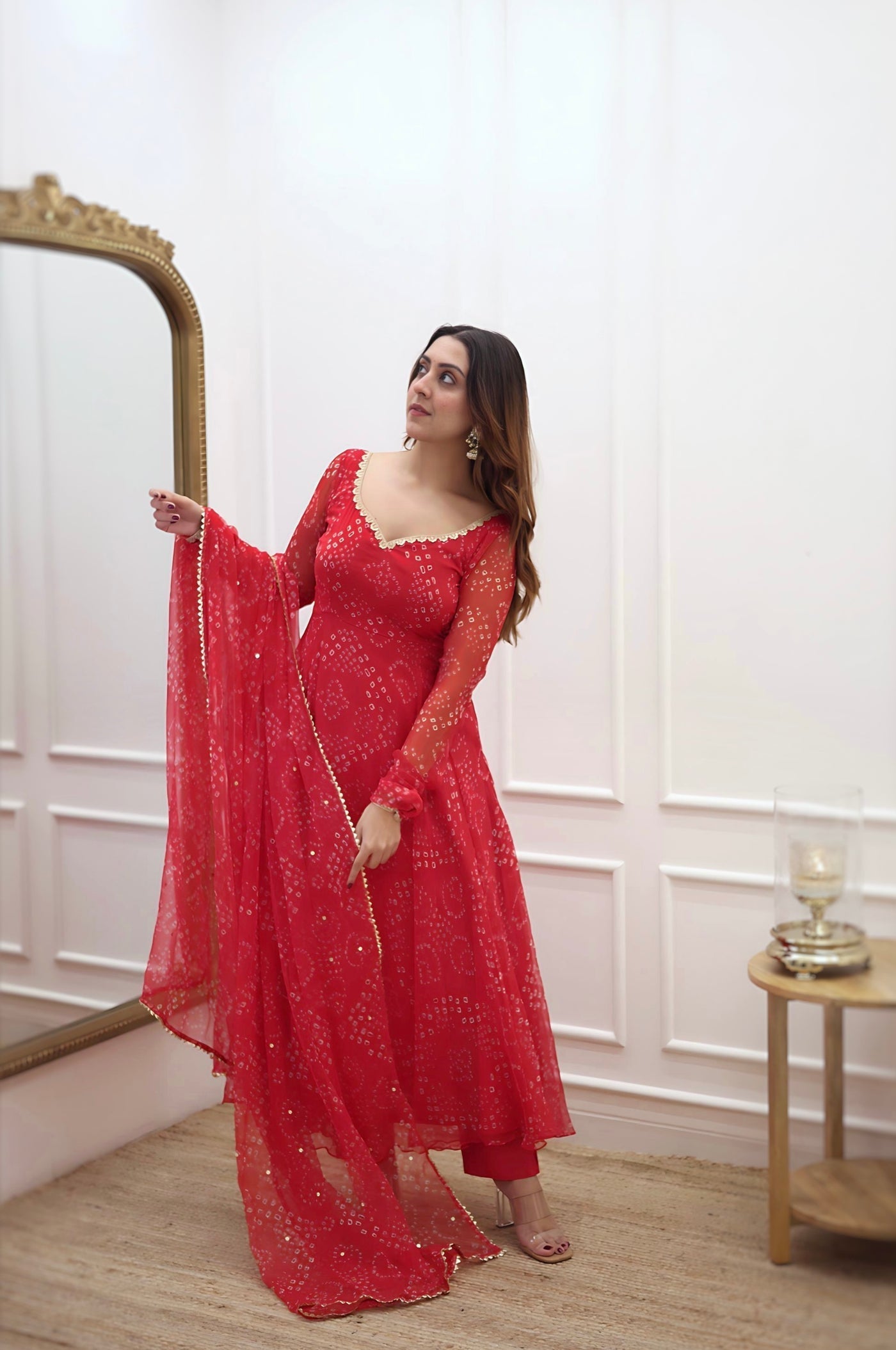 Rani Pink Bandhani Anarkali Suit Set with Dupatta | Wedding & Festive Wear