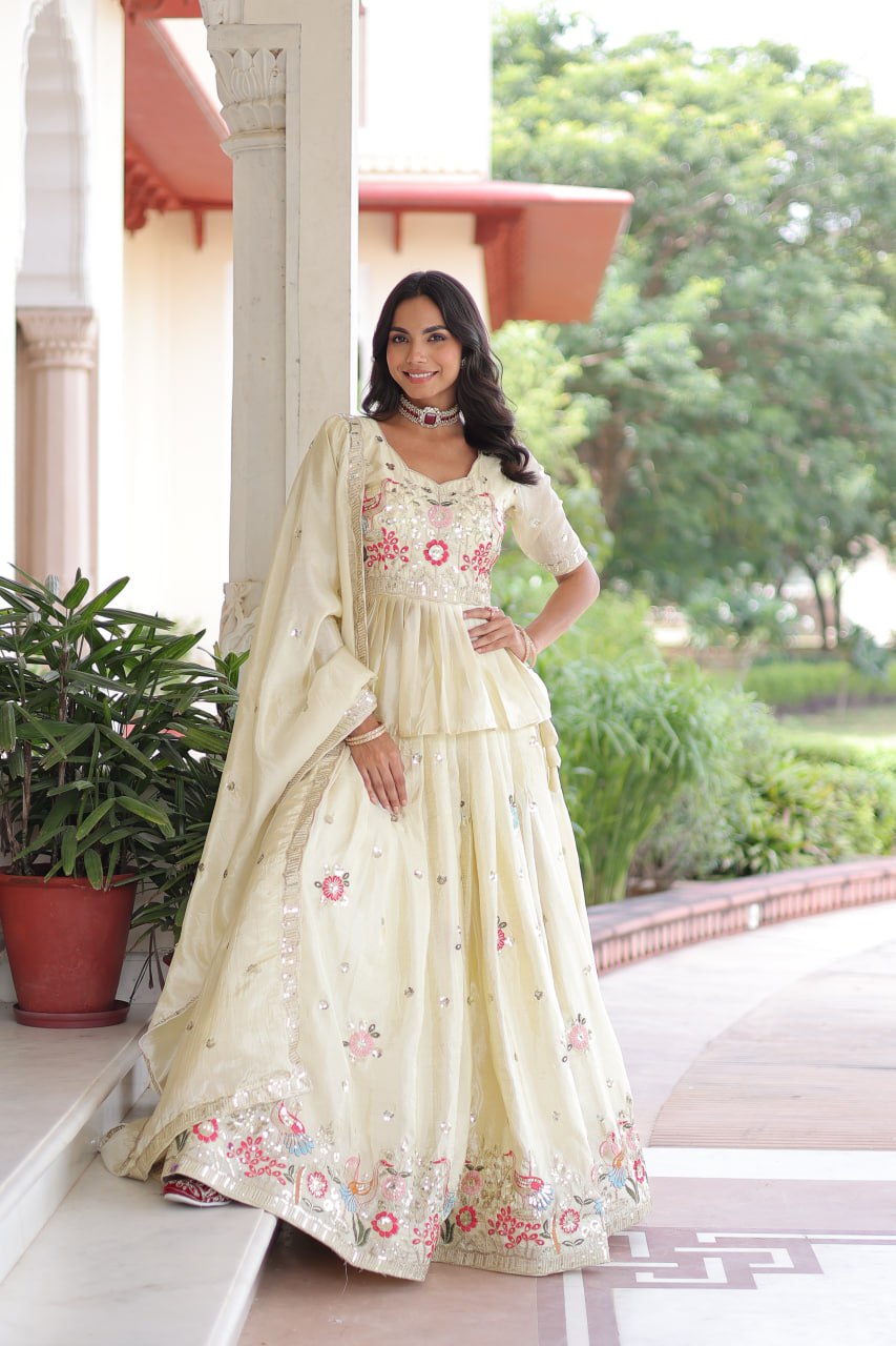 Premium Gold Crush Embroidered Lehenga Choli Set